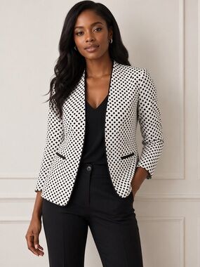 Black & White Polka Dot Women's Blazer Jacket
